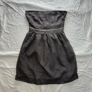 Y2k Forever 21 Grey Strapless Mini Dress with Lace Detailing Sz S